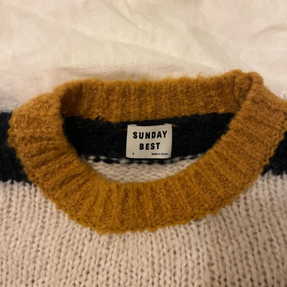 Sunday Best Colorblock Sweater in Mustard, Pink, Black, and Cream - Picture 2 of 4